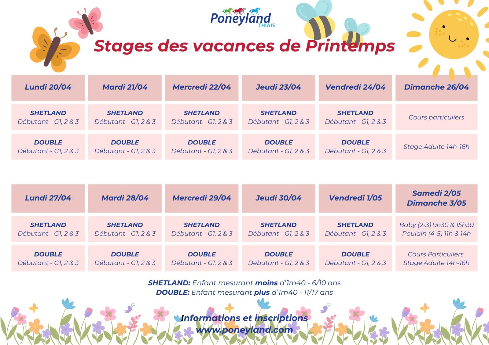 Stage des vacances de Printemps