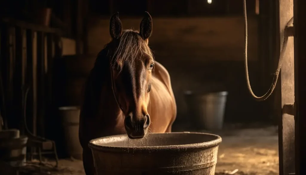 Cheval dans un étable