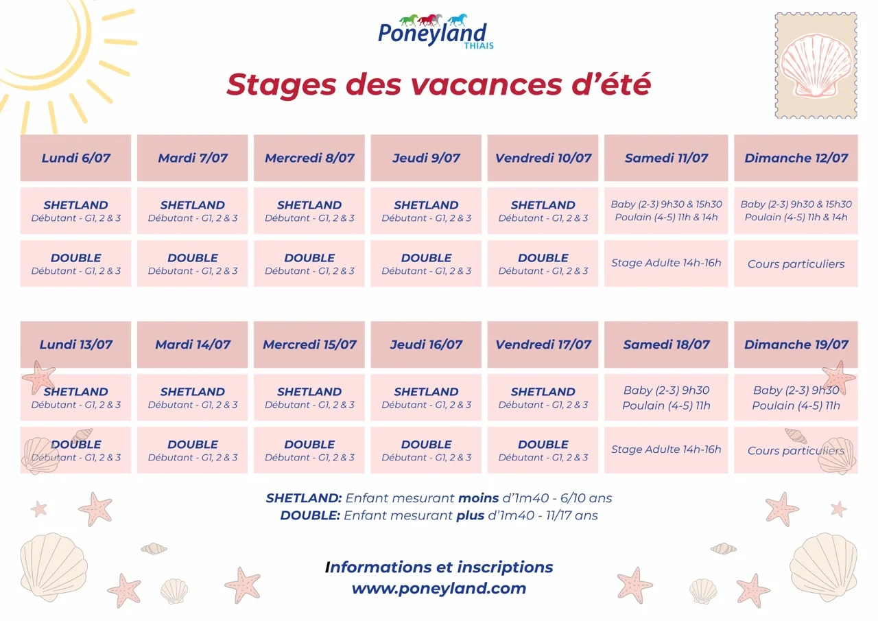 Stages d'été Poneyland